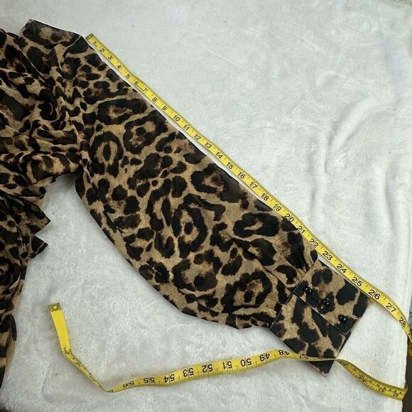 OHS Clothing Women's 2XL Long Sleeve Wrap Front Belted Leopard Maxi Dress Brown - Picture 10 of 14